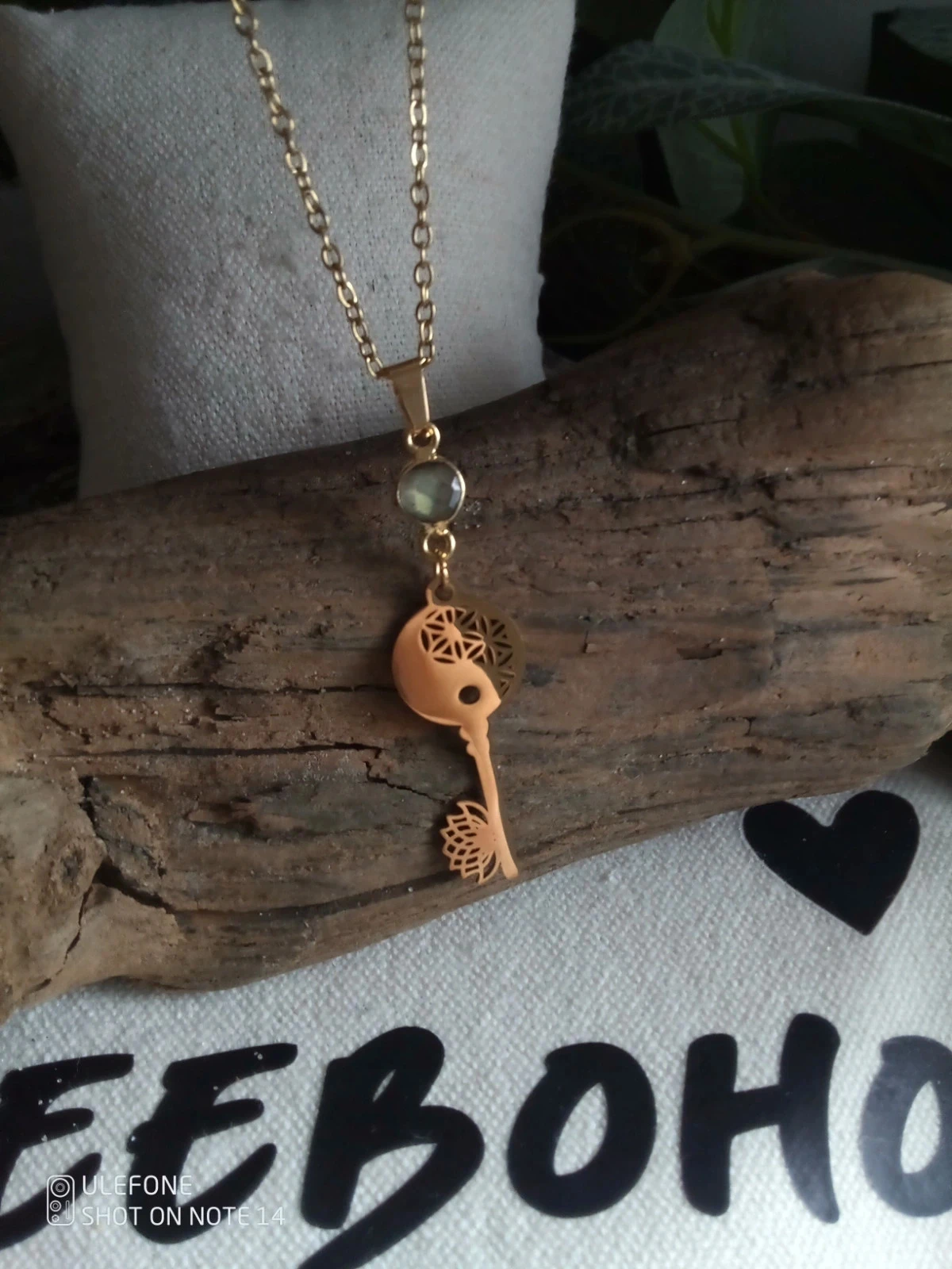 Collar con llave zen de loto yin yang y labradorita natural – photo 3